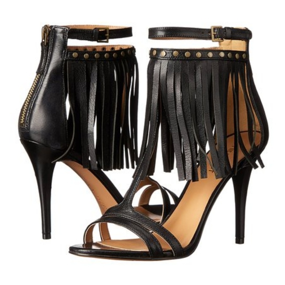NWOT Nine West Don't Dare Fringe Black Heels!